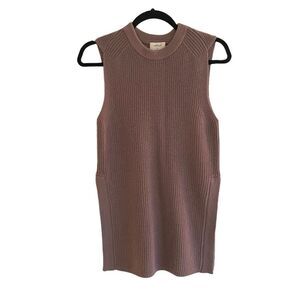 Aritzia Wilfred Wool Sleeveless Crew Neck Tunic Sweater Side Slits Purple XS